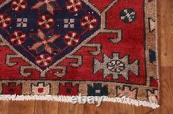 Tapis de couloir étroit vintage en laine rouge Heriiz 2x9 noué à la main, style tribal