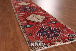 Tapis de couloir étroit vintage en laine rouge Heriiz 2x9 noué à la main, style tribal