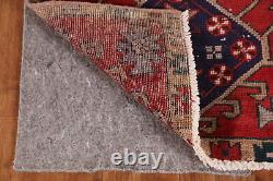 Tapis de couloir étroit vintage en laine rouge Heriiz 2x9 noué à la main, style tribal