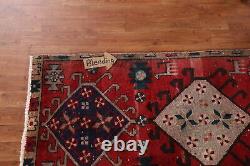 Tapis de couloir étroit vintage en laine rouge Heriiz 2x9 noué à la main, style tribal