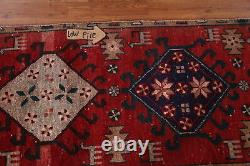 Tapis de couloir étroit vintage en laine rouge Heriiz 2x9 noué à la main, style tribal