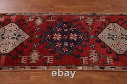 Tapis de couloir étroit vintage en laine rouge Heriiz 2x9 noué à la main, style tribal