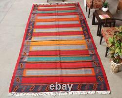 Tapis de couloir kilim en laine tribale vintage fait main 6x12 de style oriental