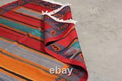 Tapis de couloir kilim en laine tribale vintage fait main 6x12 de style oriental