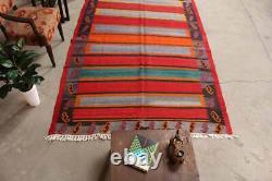 Tapis de couloir kilim en laine tribale vintage fait main 6x12 de style oriental