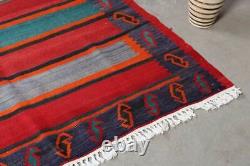 Tapis de couloir kilim en laine tribale vintage fait main 6x12 de style oriental