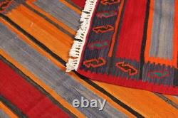 Tapis de couloir kilim en laine tribale vintage fait main 6x12 de style oriental