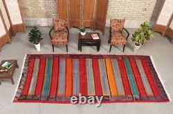 Tapis de couloir kilim en laine tribale vintage fait main 6x12 de style oriental