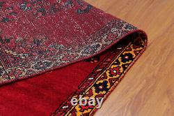 Tapis de couloir oriental traditionnel en laine rouge noué à la main de style vintage 3x11