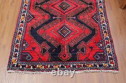 Tapis de couloir traditionnel rouge en laine rouge géométrique vintage noué à la main 3x9