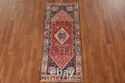 Tapis de couloir tribal Abadeh en laine rouge/ivoire vintage 2'x5' fait main