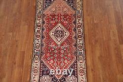 Tapis de couloir tribal Abadeh en laine rouge/ivoire vintage 2'x5' fait main