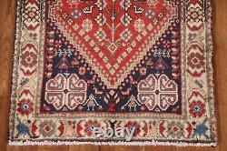 Tapis de couloir tribal Abadeh en laine rouge/ivoire vintage 2'x5' fait main