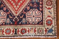 Tapis de couloir tribal Abadeh en laine rouge/ivoire vintage 2'x5' fait main