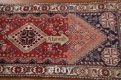 Tapis de couloir tribal Abadeh en laine rouge/ivoire vintage 2'x5' fait main