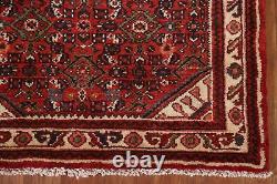 Tapis de couloir vintage en laine rouge Hamedan traditionnel fait main 3x16.