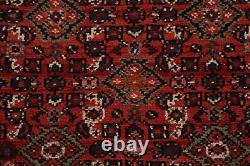 Tapis de couloir vintage en laine rouge Hamedan traditionnel fait main 3x16.