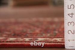 Tapis de couloir vintage en laine rouge Hamedan traditionnel fait main 3x16.