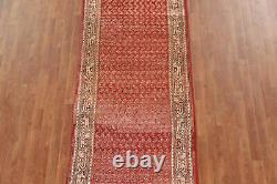 Tapis de coureur Botemir rouge / ivoire à motif paisley vintage 3'x10' tissé à la main traditionnel