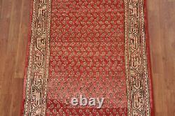 Tapis de coureur Botemir rouge / ivoire à motif paisley vintage 3'x10' tissé à la main traditionnel