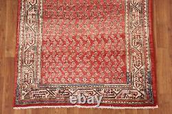 Tapis de coureur Botemir rouge / ivoire à motif paisley vintage 3'x10' tissé à la main traditionnel