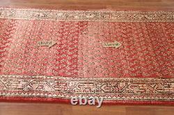 Tapis de coureur Botemir rouge / ivoire à motif paisley vintage 3'x10' tissé à la main traditionnel