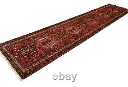 Tapis de coureur oriental géométrique tribal rouge vintage 3X13 pour ferme 2'7X12'9