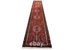 Tapis de coureur oriental géométrique tribal rouge vintage 3X13 pour ferme 2'7X12'9