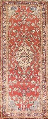 Tapis de coureur traditionnel Sarouk rouge floral vintage 3'x10' en laine nouée à la main