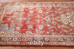 Tapis de coureur traditionnel Sarouk rouge floral vintage 3'x10' en laine nouée à la main