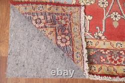 Tapis de coureur traditionnel Sarouk rouge floral vintage 3'x10' en laine nouée à la main