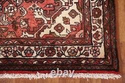 Tapis de coureur traditionnel rouge vintage Hamedan 3'x10' en laine nouée à la main