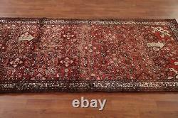 Tapis de coureur traditionnel rouge vintage Hamedan 3'x10' en laine nouée à la main