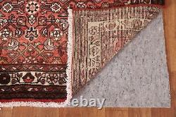 Tapis de coureur traditionnel rouge vintage Hamedan 3'x10' en laine nouée à la main