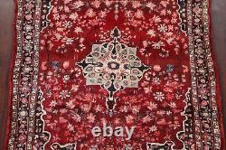 Tapis de zone rouge en laine orientale noué à la main Sirjan floral vintage 4'x6'