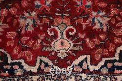 Tapis de zone rouge en laine orientale noué à la main Sirjan floral vintage 4'x6'