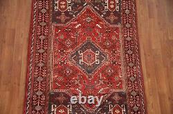 Tapis de zone traditionnel rouge vintage 4x5 en laine fait main