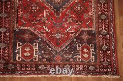 Tapis de zone traditionnel rouge vintage 4x5 en laine fait main