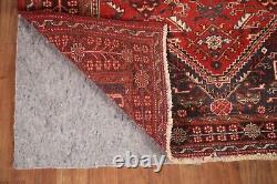 Tapis de zone traditionnel rouge vintage 4x5 en laine fait main