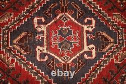 Tapis de zone traditionnel rouge vintage 4x5 en laine fait main