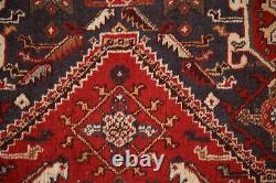 Tapis de zone traditionnel rouge vintage 4x5 en laine fait main