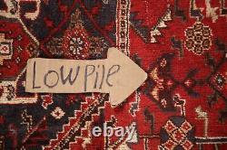 Tapis de zone traditionnel rouge vintage 4x5 en laine fait main