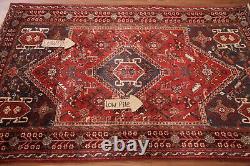 Tapis de zone traditionnel rouge vintage 4x5 en laine fait main