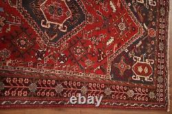 Tapis de zone traditionnel rouge vintage 4x5 en laine fait main