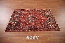 Tapis de zone traditionnel rouge vintage 4x5 en laine fait main