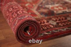 Tapis de zone traditionnel rouge vintage 4x5 en laine fait main