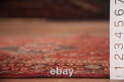 Tapis de zone traditionnel rouge vintage 4x5 en laine fait main