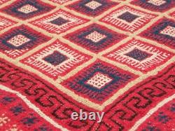 Tapis de zone tunisien Margoum rouge vintage en laine marocaine tissée à la main Rug Berbère Kilim