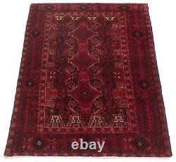 Tapis en laine traditionnel de 3'5 x 6'4 à bordure vintage fait main