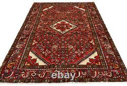 Tapis oriental en laine rouge vintage tribal floral 4'7X6'8 pour l'entrée du foyer